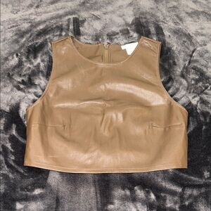 Brown Leather Sleeveless Top